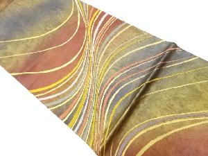 リサイクル　高島織物製　青銅箔曲線模様織出し袋帯